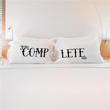 ONE BELLA CASA One Bella Casa 74533CSE You Complete Me Pillow Case; Black - Set of 2 74533CSE